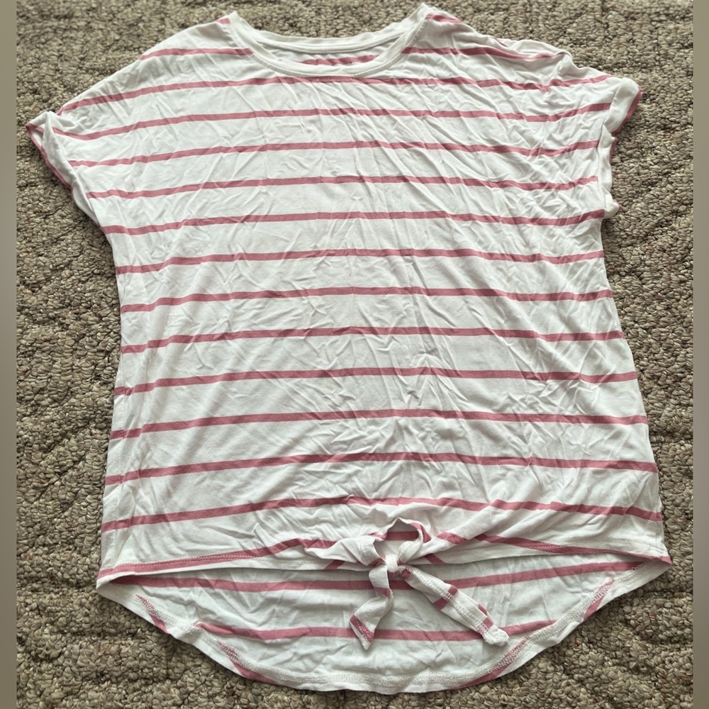 girls pink and white striped T-shirt